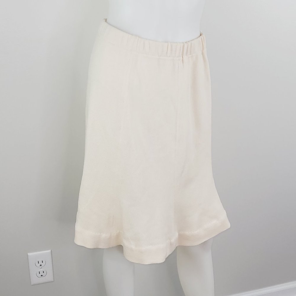 ST. John Collection Ivory knit pull on A-line skirt EUC size 6